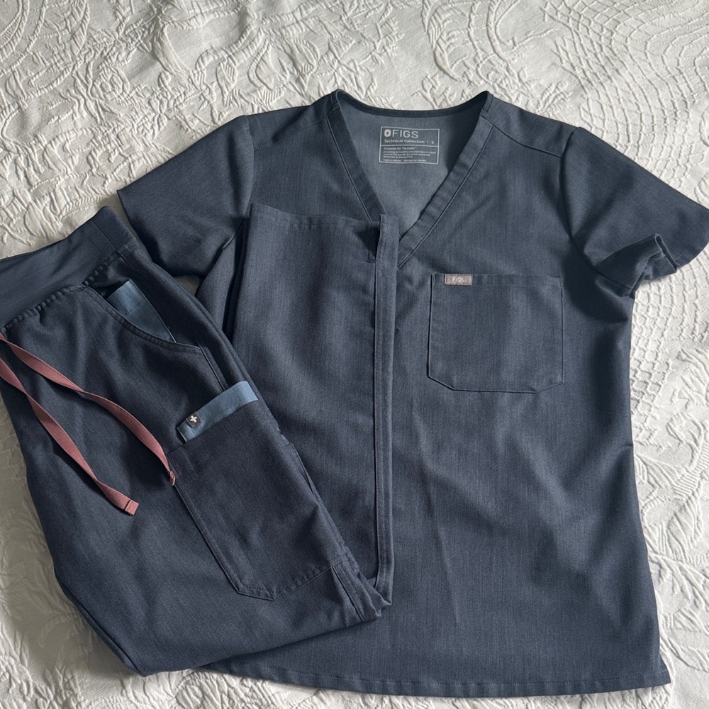 Figs Heathered Denim scrub set